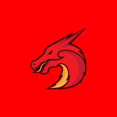 Yan görünüm baş ejderha logo tasarımı vektör grafik simgesi çizimi yaratıcı fikir