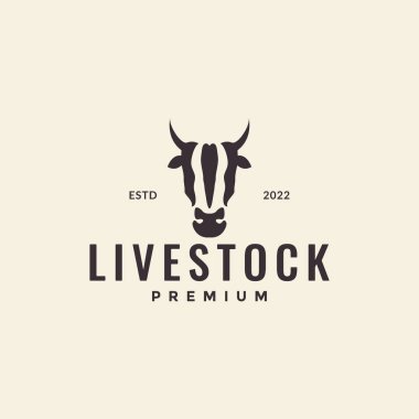 iyi baş inek hayvan logosu tasarım vektör grafik simgesi çizim yaratıcı fikir