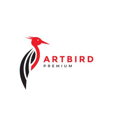 Geometrik kuş renkli ağaçkakan logosu tasarımı vektör grafik simgesi çizimi yaratıcı fikir