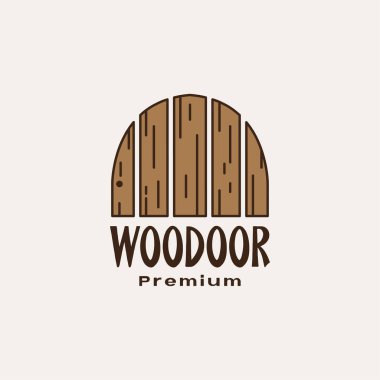 renkli eski ahşap kapı geleneksel logo tasarımı vektör grafik simgesi çizimi yaratıcı fikir