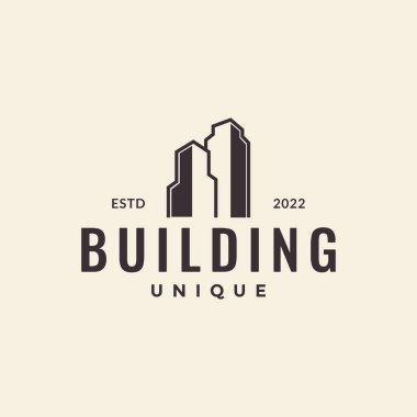 Gökdelen hipster basit logo tasarımı vektör grafik simgesi çizimi yaratıcı fikir
