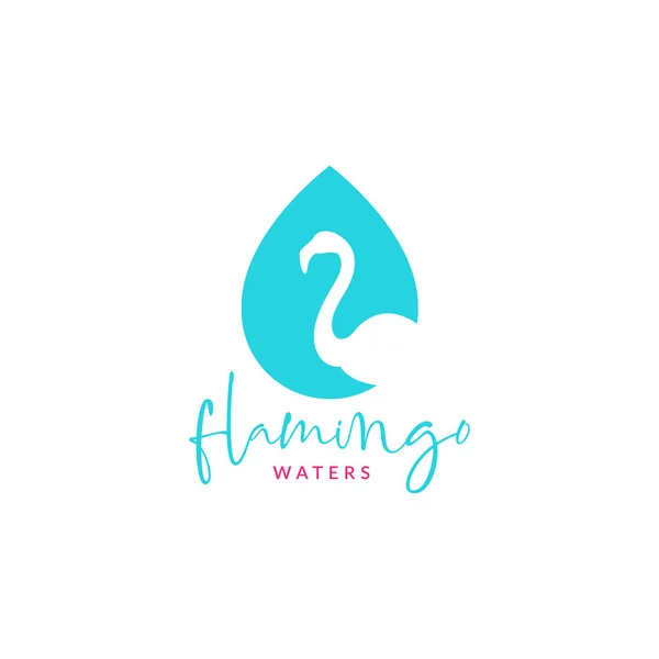 Drop Water Met Flamingo Logo Ontwerp Vector Grafisch Symbool Pictogram — Stockvector