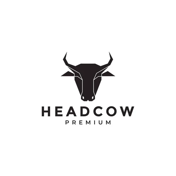 Schwarz Kopf Kuh Polygon Einfach Logo Design Vektor Grafik Symbol — Stockvektor
