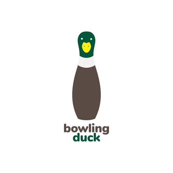 Pin Bowling Mit Ente Niedlich Logo Design Vektor Grafik Symbol — Stockvektor