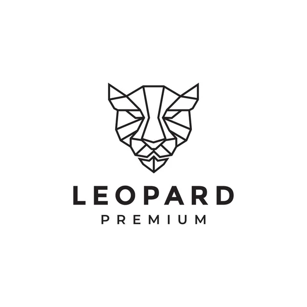 Kopf Linie Leopard Dreieck Polygon Logo Design Vektor Grafik Symbol — Stockvektor