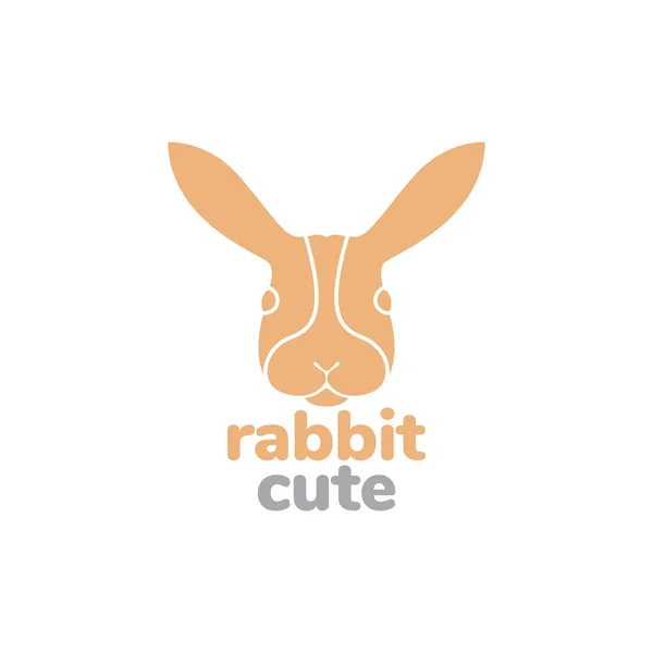 ヘッドフラットウサギの最小ロゴデザインベクトルグラフィックシンボルアイコンイラスト創造的なアイデア — ストックベクタ