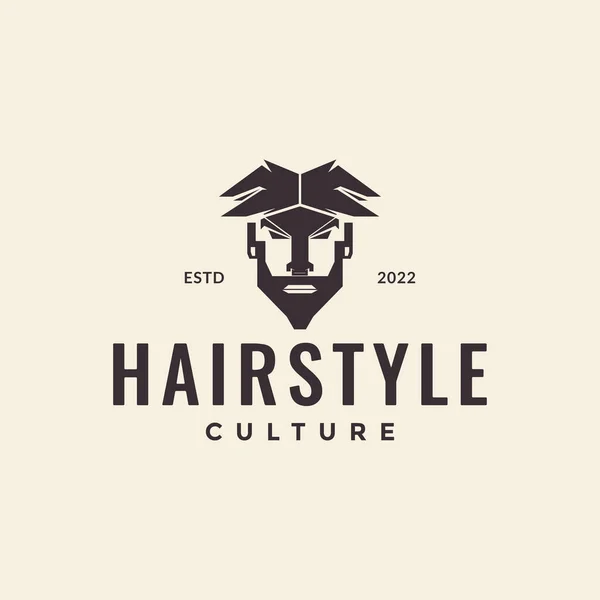 Hipster Einzigartige Junge Frisur Logo Design Vektor Grafik Symbol Icon — Stockvektor