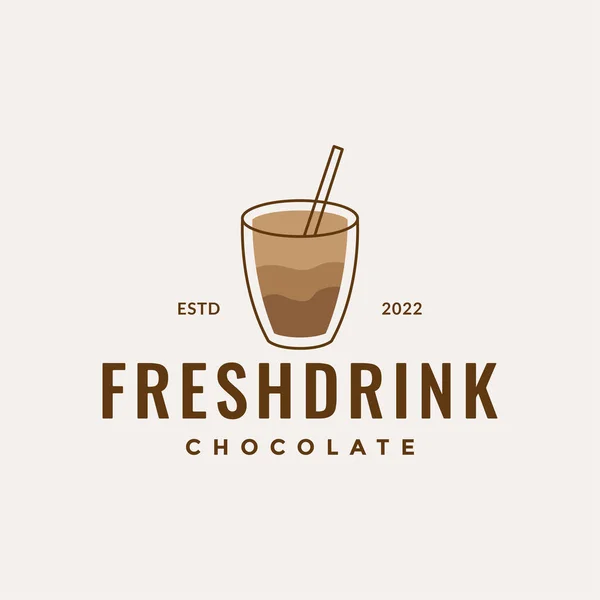 Linie Getränk Glas Mit Frischem Eis Schokolade Abstrakt Logo Design — Stockvektor