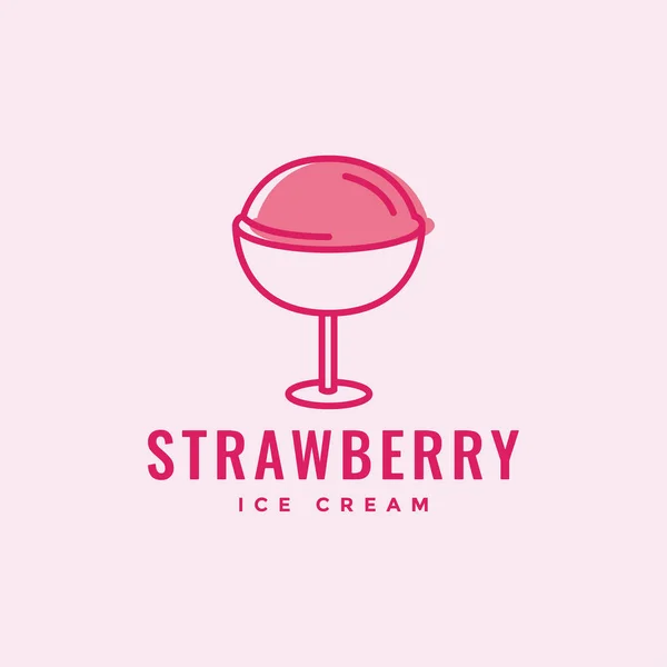 Köstliche Rosa Eis Auf Glas Logo Design Vektor Grafik Symbol — Stockvektor