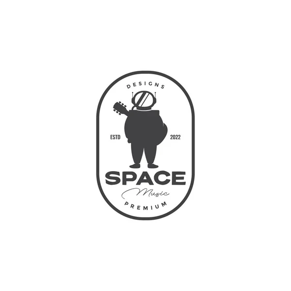 Astronaut Mit Gitarre Musik Logo Design Vektor Grafik Symbol Icon — Stockvektor