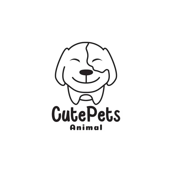 Bonito Cartoon Animais Estimação Cão Linha Sorriso Logotipo Design Vetor — Vetor de Stock