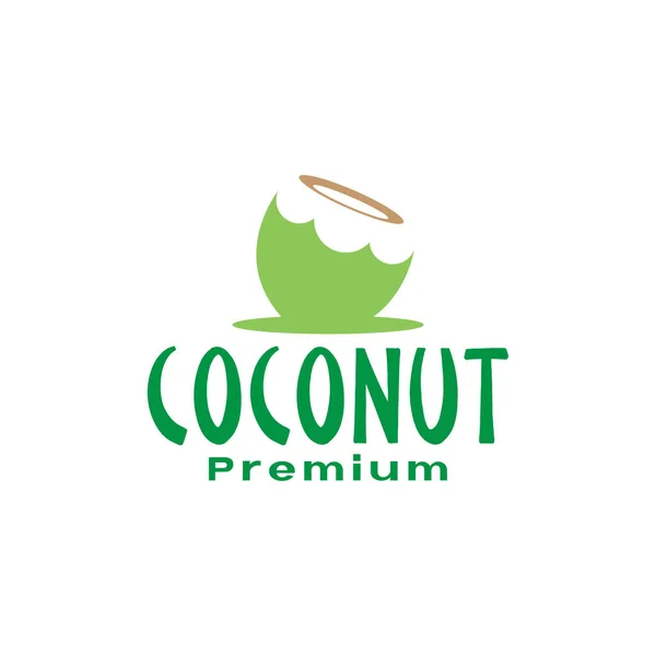 Färsk Grön Kokos Platt Logotyp Design Vektor Grafisk Symbol Ikon — Stock vektor