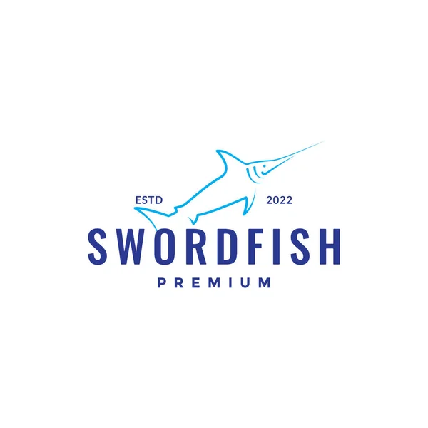 Linie Schwert Fisch Minimal Logo Design Vektor Grafik Symbol Symbol — Stockvektor