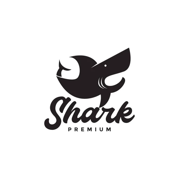 Płaski Czarny Rekin Nowoczesny Minimalne Logo Projekt Wektor Grafika Symbol — Wektor stockowy