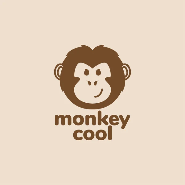 Tête Minimale Singe Dessin Animé Mignon Cool Logo Conception Vectoriel — Image vectorielle