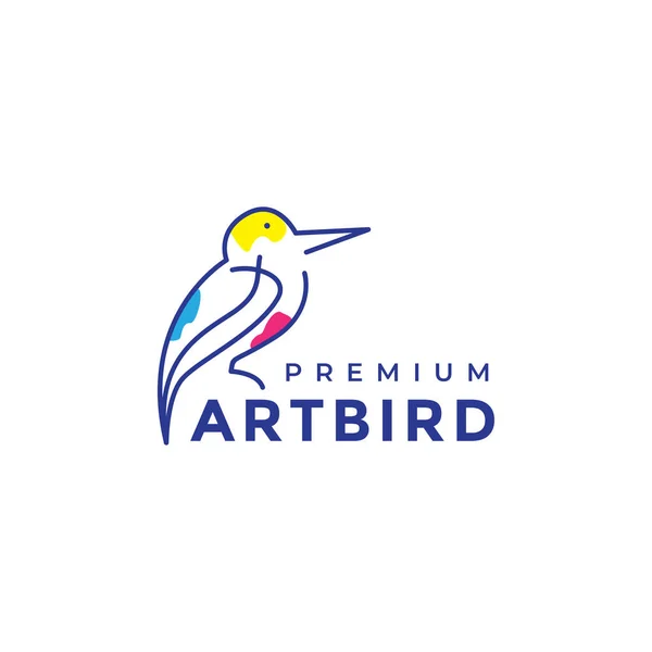 Line Art Abstraktní Pták Kingfisher Logo Design Vektor Grafický Symbol — Stockový vektor