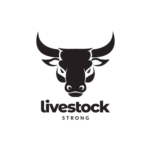 Schwarz Kopf Stark Kuh Rinder Logo Design Vektor Grafik Symbol — Stockvektor