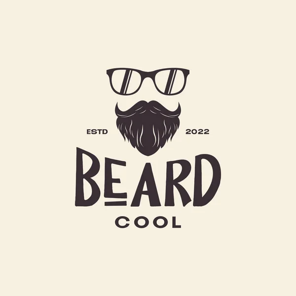 Vintage Cool Man Beard Sunglasses Logo Design Vector Graphic Symbol — Vetor de Stock