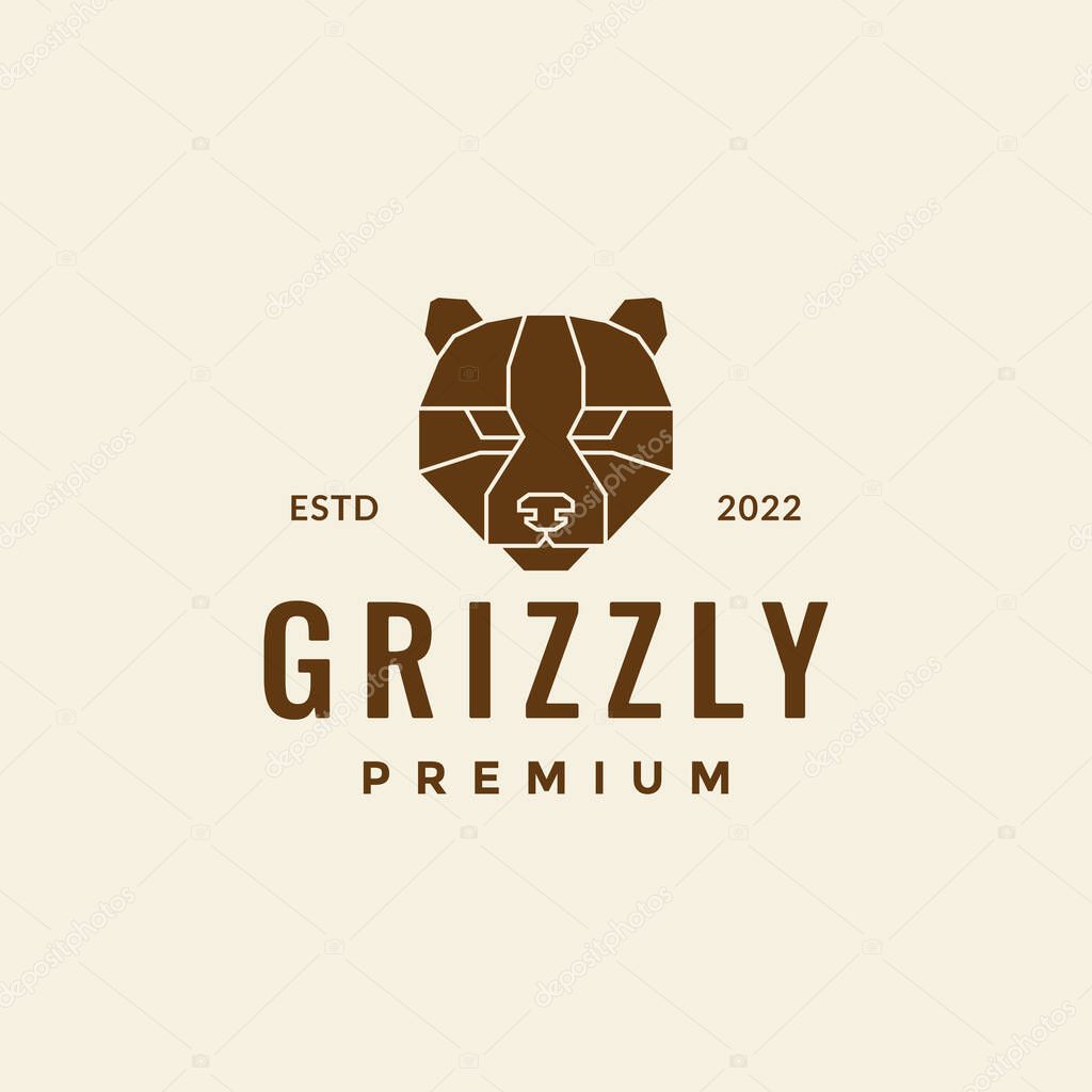 Polygon head bear grizzly logo design vector graphic symbol icon illustration creative idea
