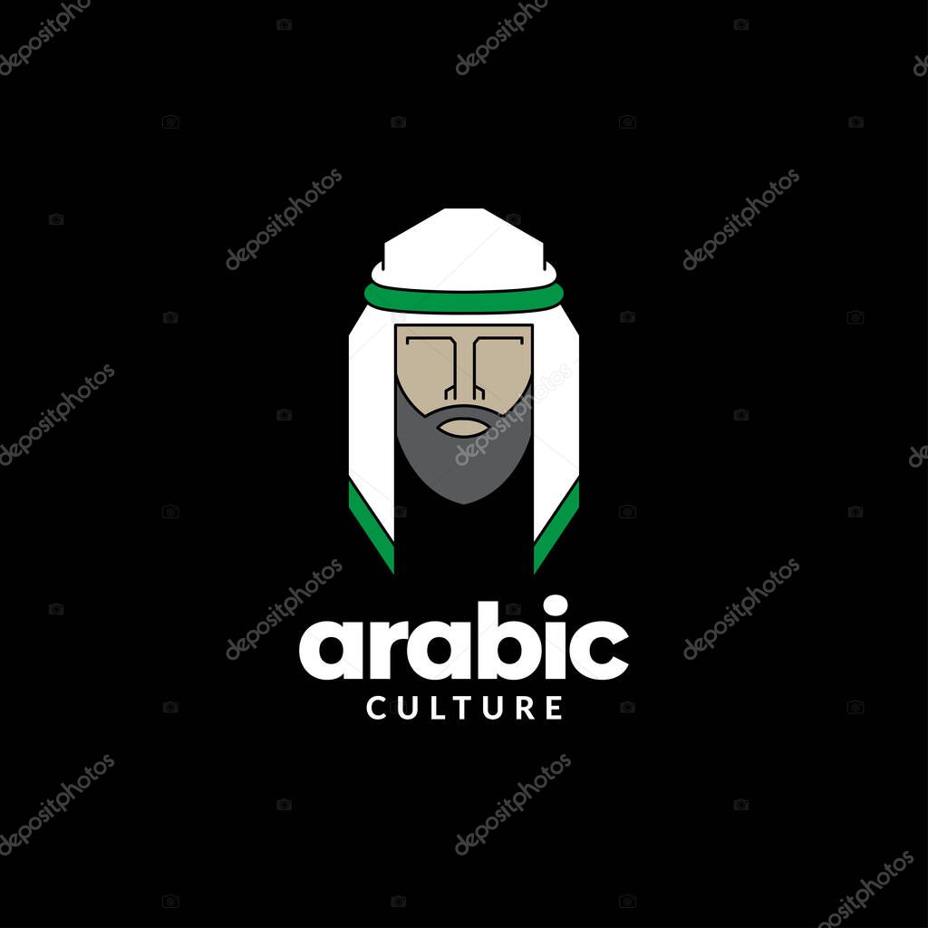 Head man with the kaffiyeh arabic logo design vector graphic symbol icon illustration creative idea