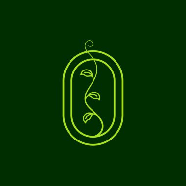 green modern badge with plant growth logo design