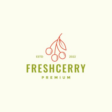 cherry fruit hipster fresh logo design