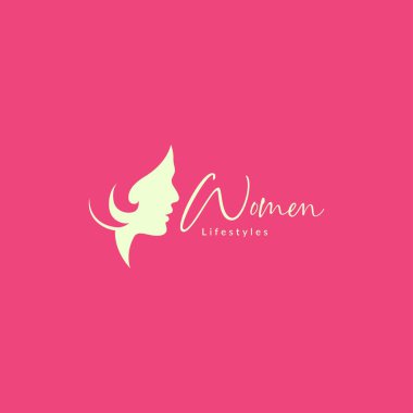 isolated face women short hair logo design