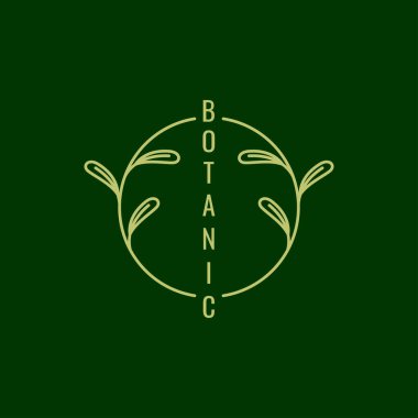 circle minimalist with vines leaf logo design