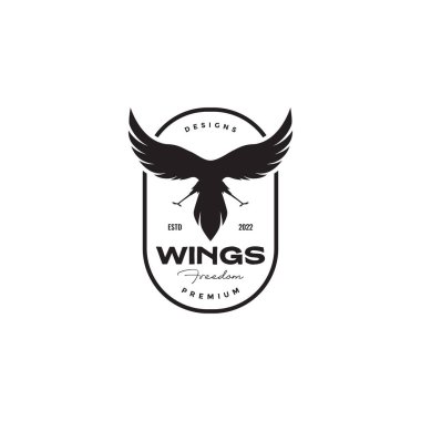 bird wings flap badge logo design
