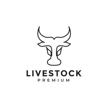 line style head cow modern logo