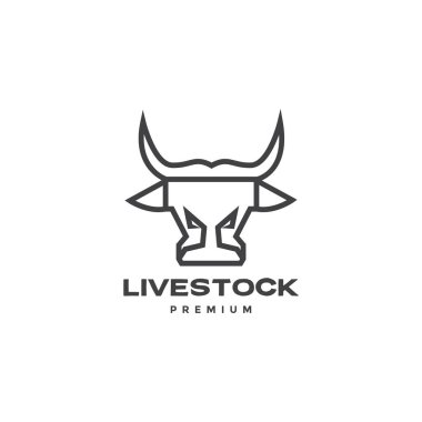 minimal head cow line modern logo