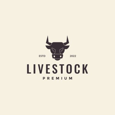 head cow hipster vintage logo