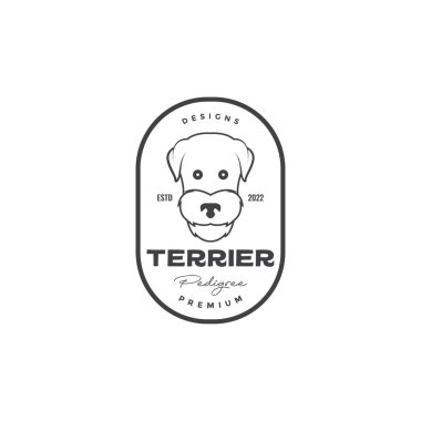head dog terrier badge vintage logo design