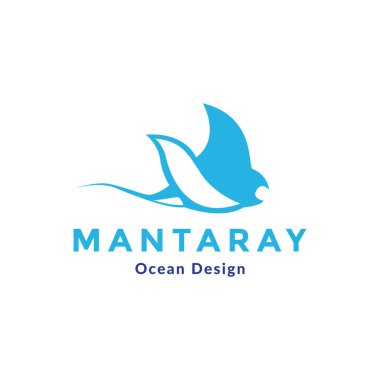 modern manta ray fish swimming logo design clipart