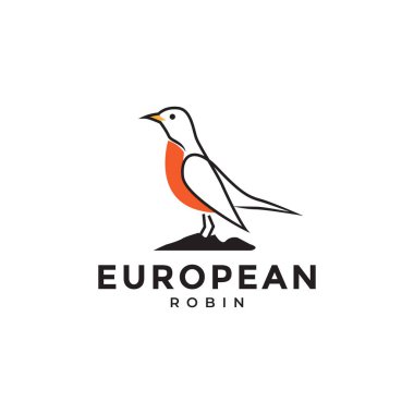 modern bird european robin logo design