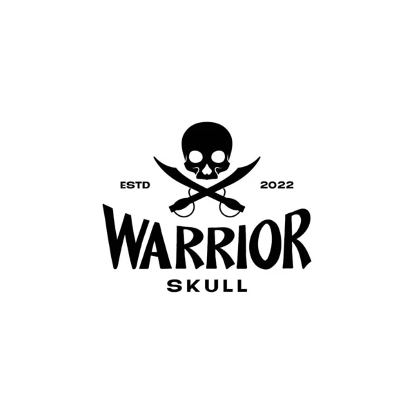 Cross Swords Skull Vintage Logo Design — Stockový vektor