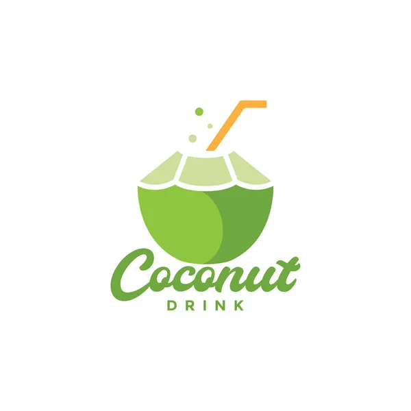 Fresh Green Coconut Drink Taste Logo Design — Vector de stock