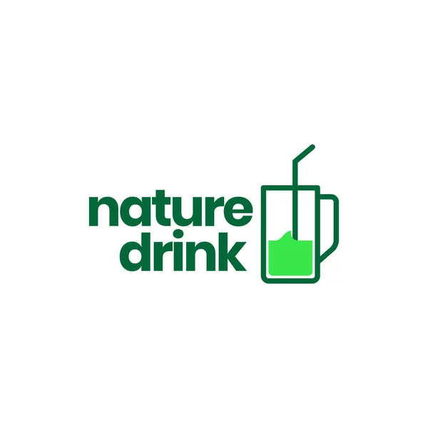Abstract Glass Cup Green Drink Logo Design — Vetor de Stock
