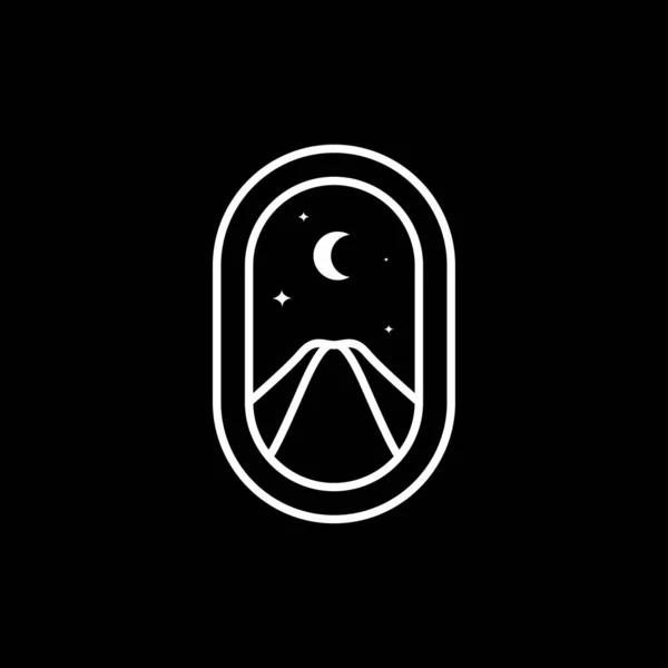 Modern Badge Mountain Night Crescent Logo Design — Stockový vektor