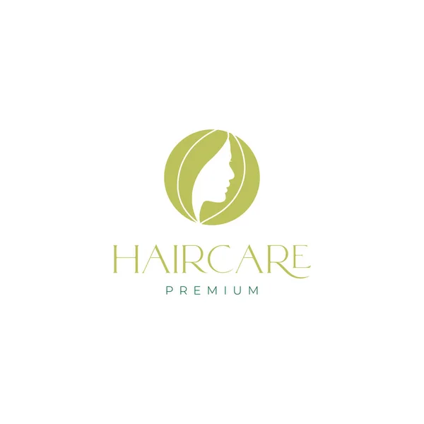 Head Woman Hair Care Logo Design — Vettoriale Stock