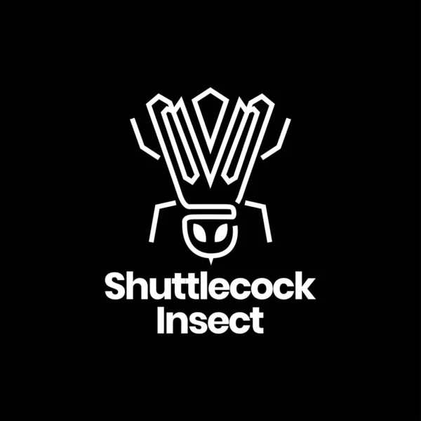 Line Art Shuttlecock Logo Design — Stockvektor