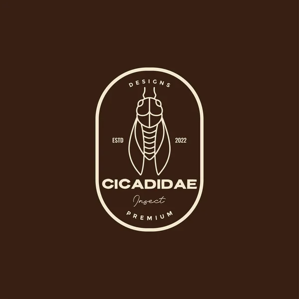 Cicadidae Insect Badge Logo Design — Vector de stock