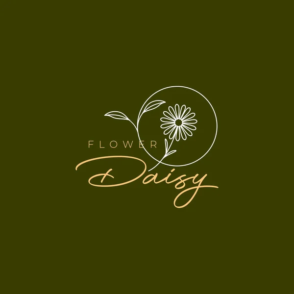 Aesthetic Line Feminine Daisy Flower Logo — Vector de stock