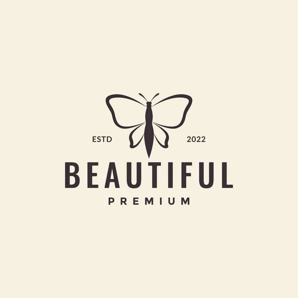 Hipster Butterfly Vintage Logo Design — Archivo Imágenes Vectoriales