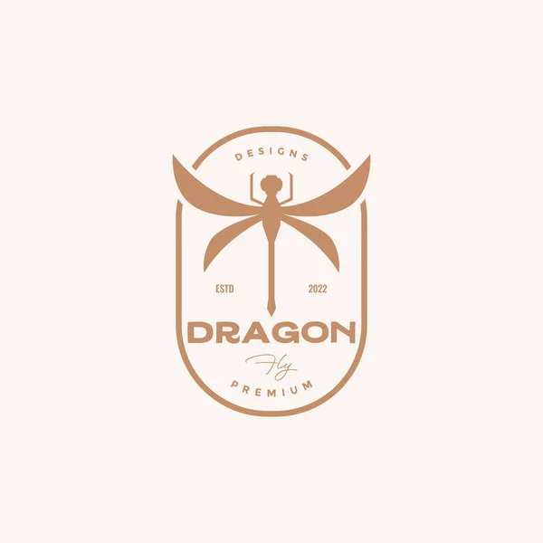 Insect Dragonfly Badge Vintage Logo —  Vetores de Stock