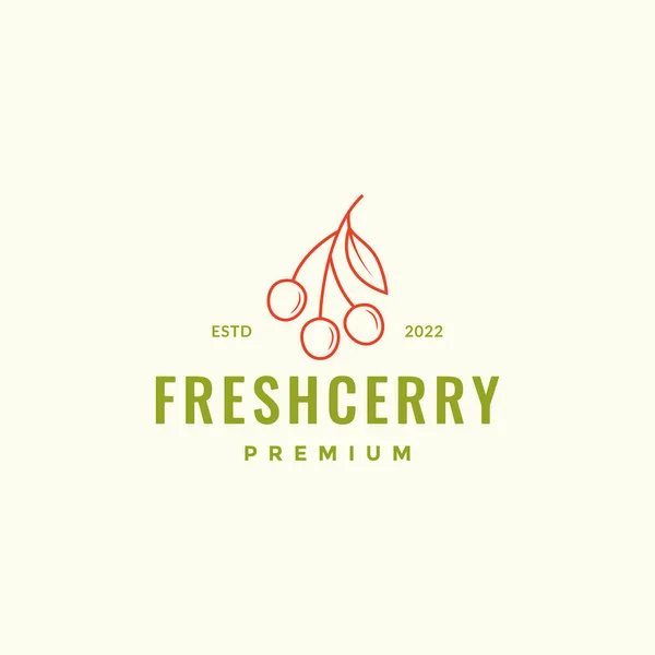 Cherry Fruit Hipster Fresh Logo Design — Stockvektor