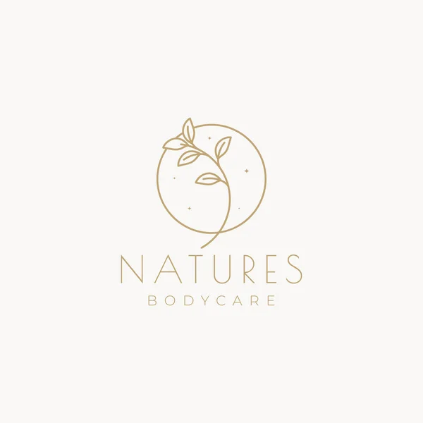 Aesthetic Circle Leaf Logo Design — Vector de stock