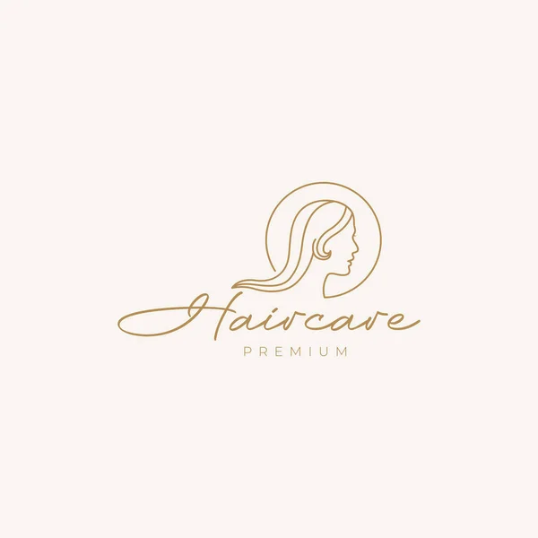 Aesthetic Female Long Hair Logo Design — Image vectorielle