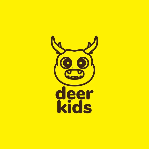 Cute Face Little Deer Logo Design — Vettoriale Stock