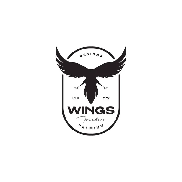 Bird Wings Flap Badge Logo Design — Vetor de Stock